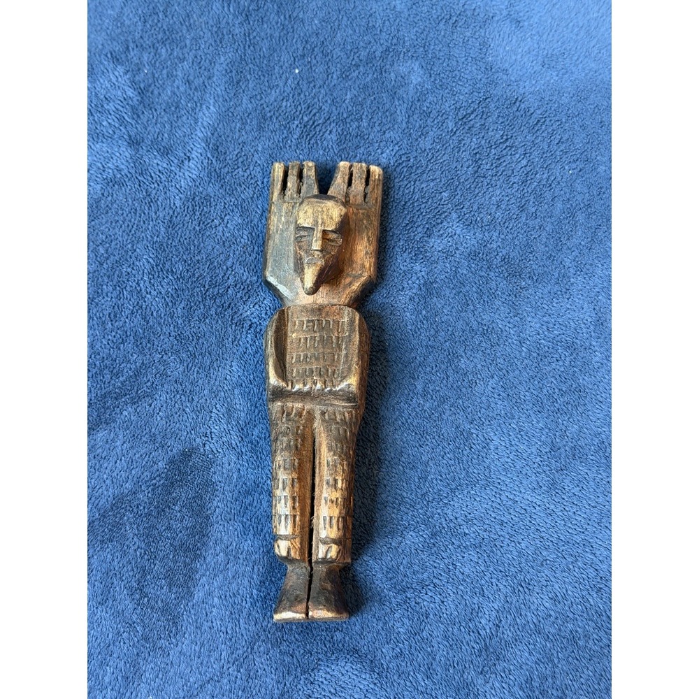 Vtg 19th Century Slingshot Hand Carved Wooden Folk Art Mythical God Ondillas